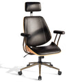 High Back Ergonomic Office Chair, with Headrest & Arms, Black | Faux leather executive chair, high-back with headrest, padded armrests, adjustable swivel, ideal for home office & workspace