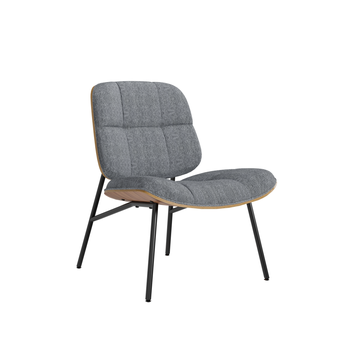 Mid-Century Modern Armless Accent Chair, Wide Tufted Chenille, Beige | Wide Seat for Cross-Legged Sitting, Tufted Bentwood Frame, Upholstered Chenille, Metal Legs, Living Room & Bedroom, 300LBS