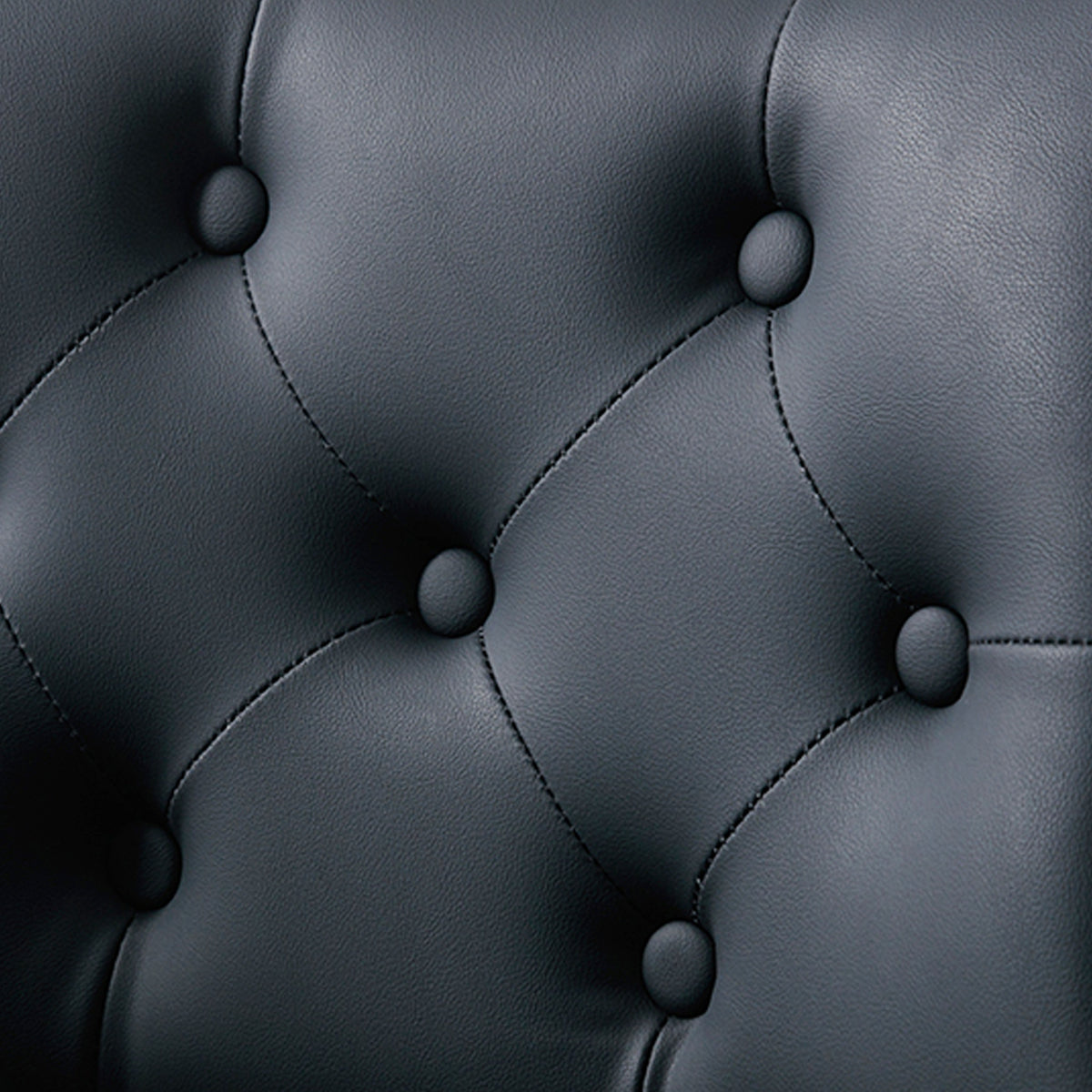 Armless Home Office Chair in Button Style, PU Leather Small, Black | PU Leather Adjustable Height Computer Desk Chair, 360 Swivel Small No Arms Office Seat, Walnut Design Stool, 300LBS Cap