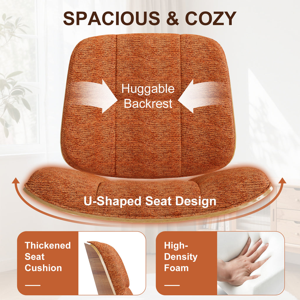 Mid-Century Modern Armless Accent Chair, Wide Tufted Chenille, Beige | Wide Seat for Cross-Legged Sitting, Tufted Bentwood Frame, Upholstered Chenille, Metal Legs, Living Room & Bedroom, 300LBS