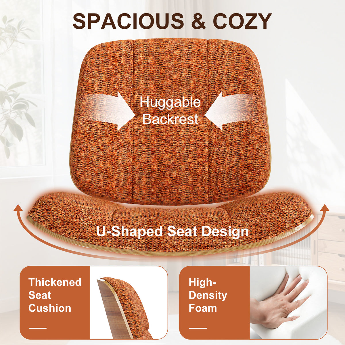 Mid-Century Modern Armless Accent Chair, Wide Tufted Chenille, Beige | Wide Seat for Cross-Legged Sitting, Tufted Bentwood Frame, Upholstered Chenille, Metal Legs, Living Room & Bedroom, 300LBS